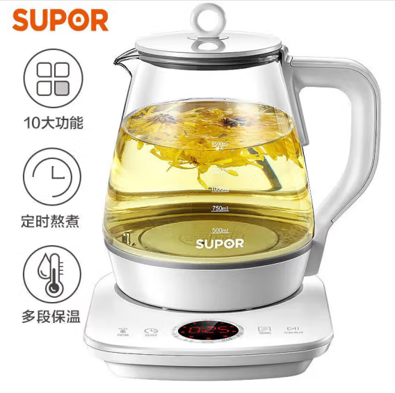 苏泊尔（SUPOR）SW-15YJ28  养生壶 煮茶壶 电水壶 1.5L 家用办公 迷你烧水壶【白色】